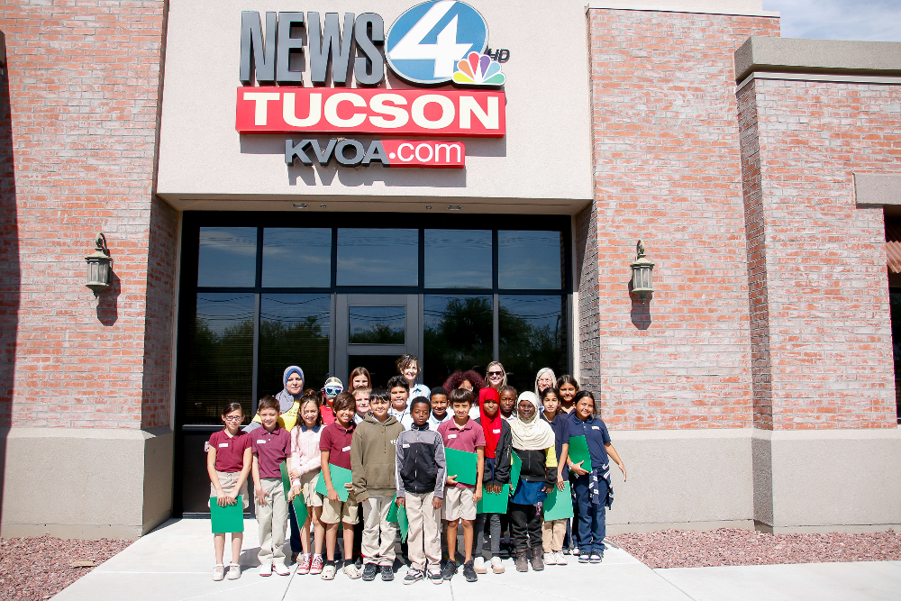 A group of students in front of News4Tucson's headquarters